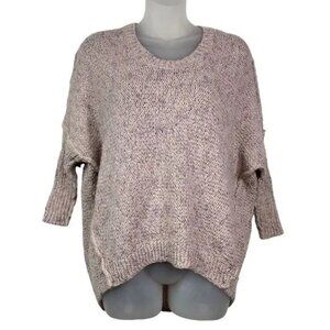 JENNIFER LOPEZ BLUSH METALLIC DROP SHOULDER BAT WING SWEATER MEDIUM-EUC